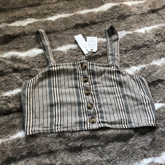 American Eagle Outfitters Tops - NWT American Eagle Buttoned Striped Crop Top